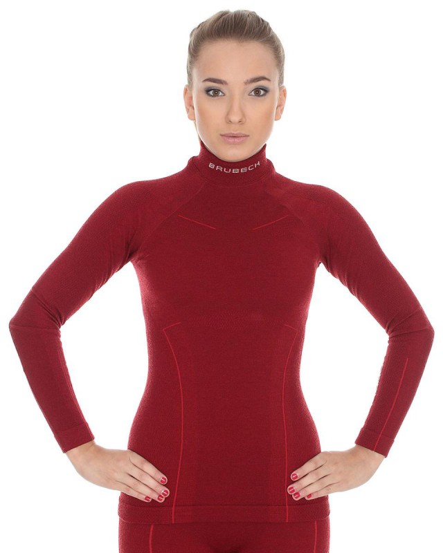 Bluza damska Brubeck Extreme Wool malinowa LS11930